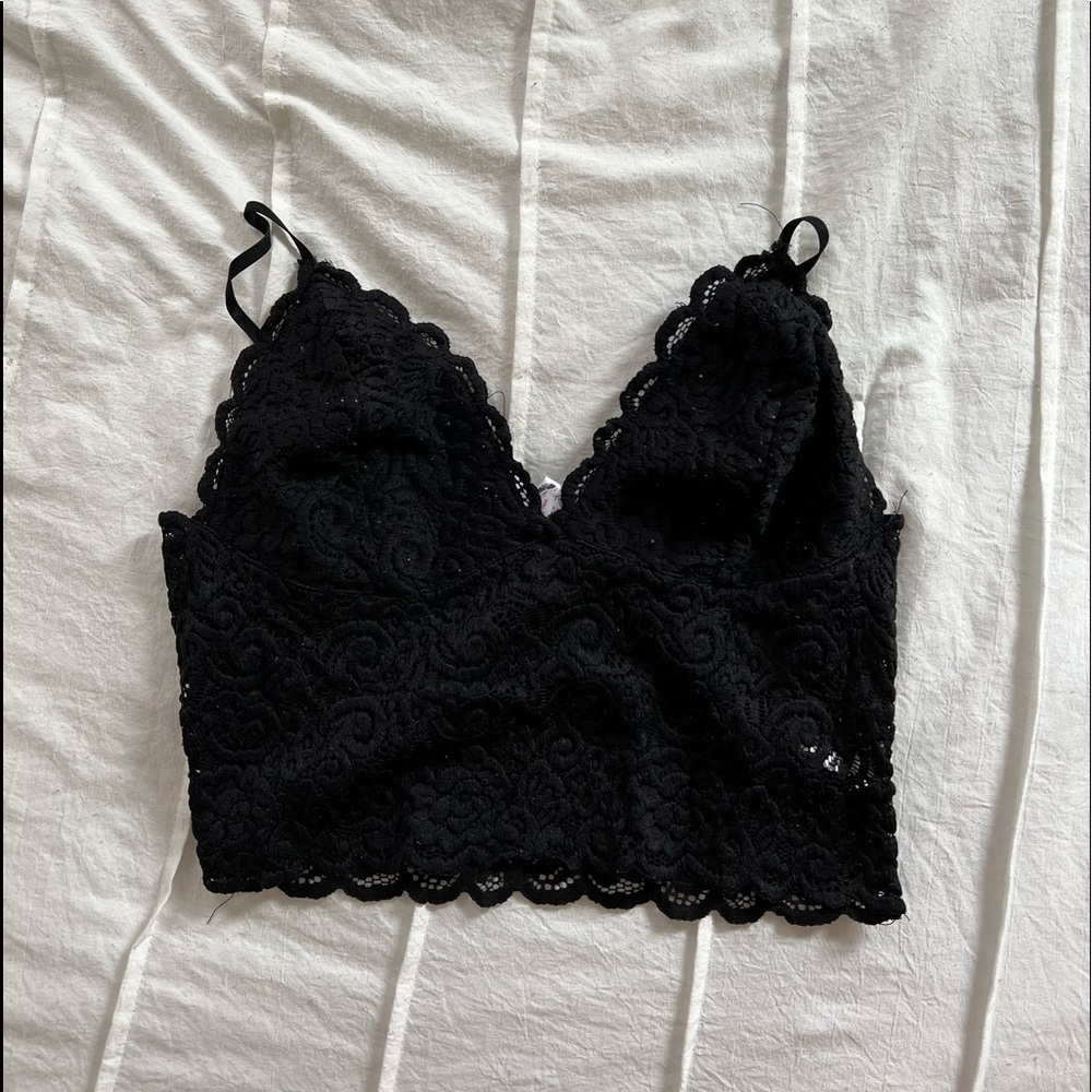 Black Lace Crop Top